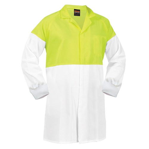 Dustcoat Workzone Lightweight Polycotton Food Industry White/Yellow