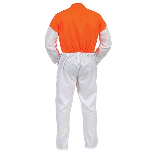 Overall Workzone Lightweight Polycotton Hi-Vis Food Industry Zip White/Orange (FONPCMW)