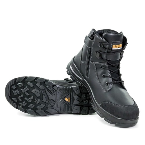 Tor Zip Side Lace Up Safety Boot Black