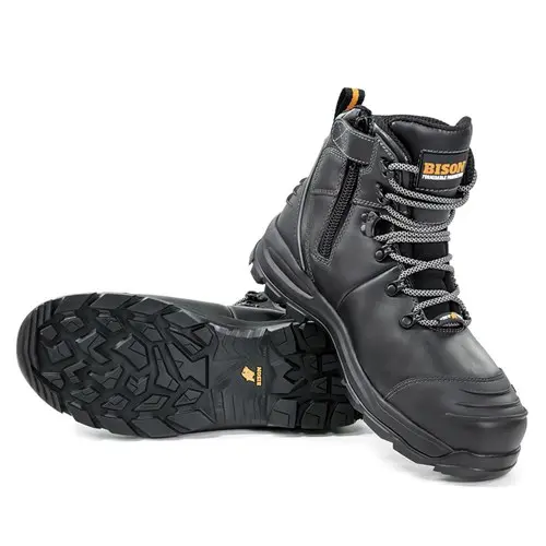 XT Zip Side Lace Up Safety Boot Black