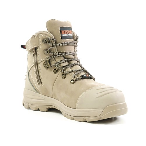 XT Zip Side Lace Up Safety Boot Stone