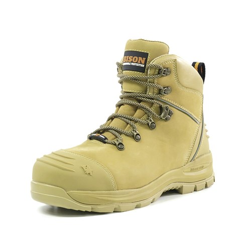 XT Zip Side Lace Up Safety Boot Wheat