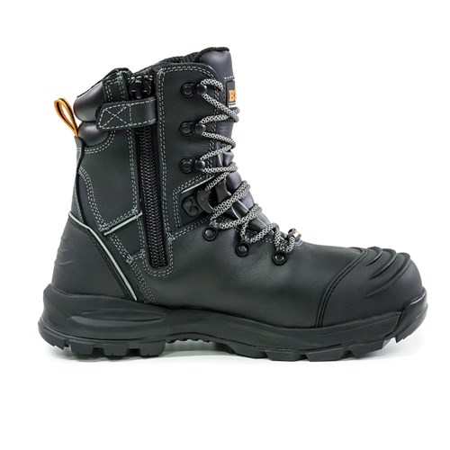 XT High Leg Zip Side Lace Up Safety Boot Black