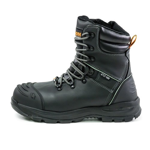 XT High Leg Zip Side Lace Up Safety Boot Black