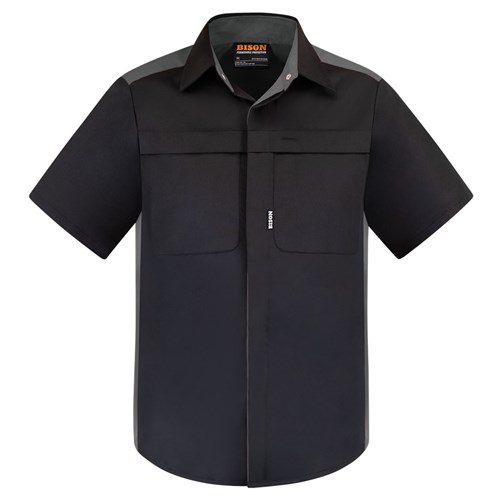 Shirt Polycotton Contrast Black/Grey