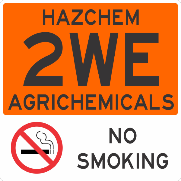 Hazchem 2WE Agrichemical No Smoking Sign