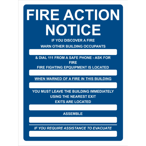 Fire Action Notice Sign