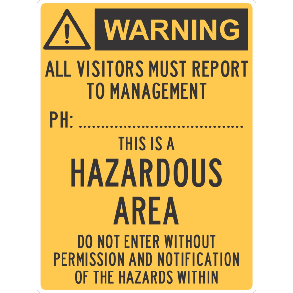 Hazardous Area Phone Sign