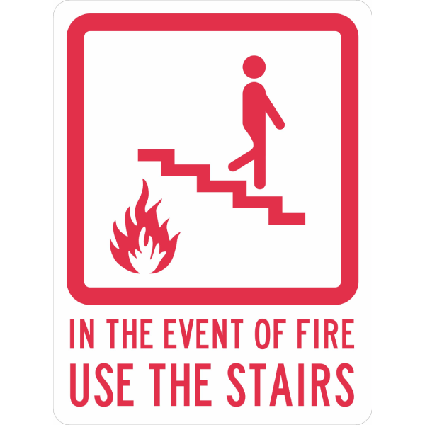 In The Event Of Fire Use The Stairs Sign