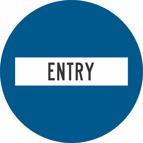 Blue Round Entry Sign