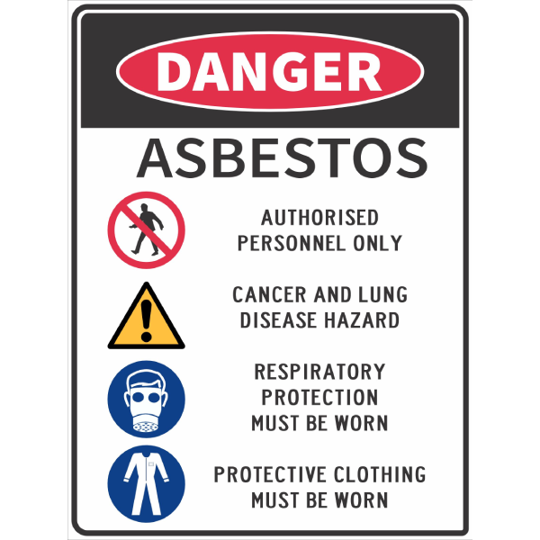 Danger Asbestos 4 Points Sign