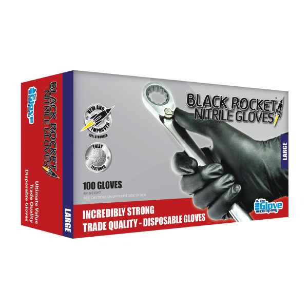 Black Rocket Nitrile Gloves (Box)