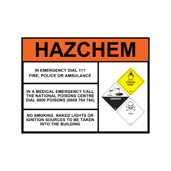 Hazchem Sign-OXIDIZING AGENT, CORROSIVE & TOXIC