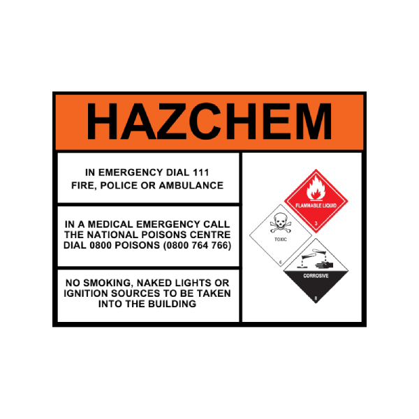 Hazchem Sign-FLAMMABLE LIQUID, CORROSIVE & TOXIC