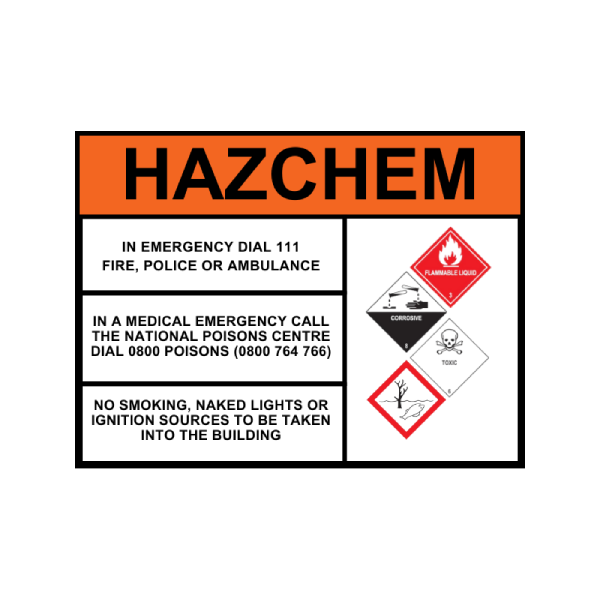 Hazchem Sign-FLAMMABLE LIQUID, CORROSIVE, TOXIC & ENVIRONMENTALLY HAZARDOUS SUBSTANCE