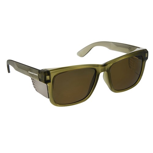 Safety Glasses Frontside Polarised Smoke Lens With Khaki Frame