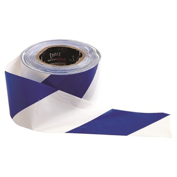 Barricade Tape - 100m X 75mm Blue & White