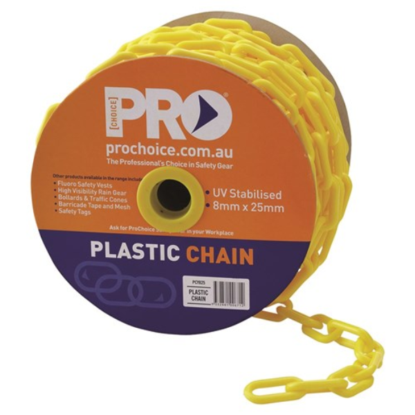 Plastic Safety Chain Yellow 8mm X 25m