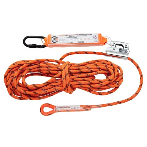 Rope Kermantle 15M C/W Rope Grab & Perm Attach Shocky With Screwgate Kara