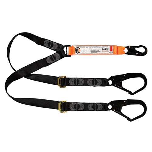 Elite Double Leg Shock Absorbing 2M Adjustable Lanyard With Hardware SN & SD X2