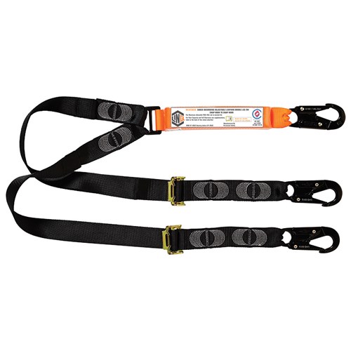 Elite Double Leg Shock Absorbing 2M Adjustable Lanyard With Hardware SN X3