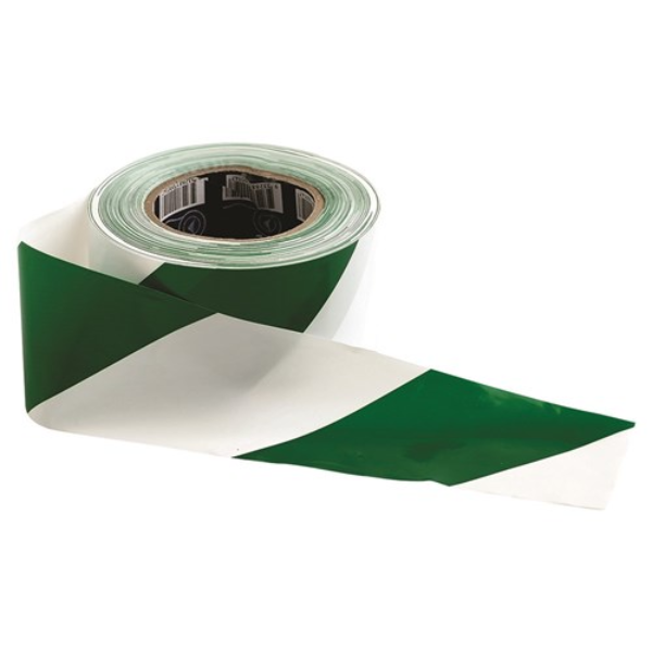 Barricade Tape - 100m X 75mm Green & White