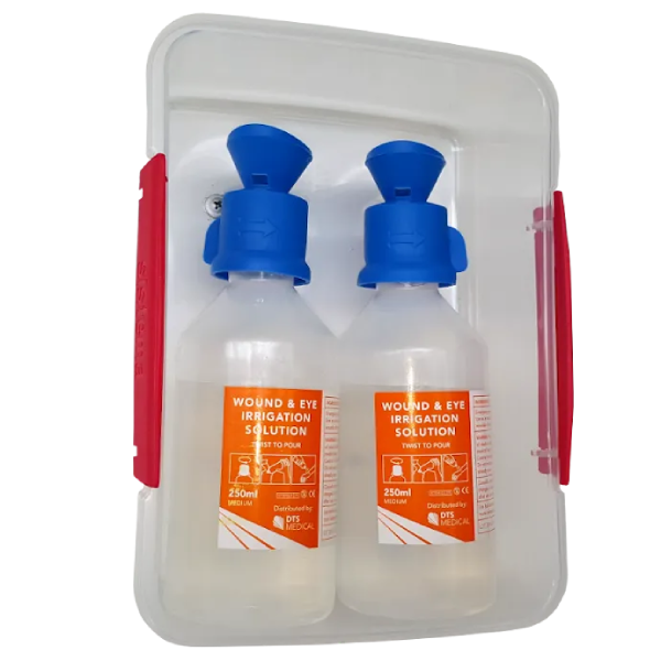 Eye Wash Station 07 Compact box with 2 x 250ml eye wash ready to use bottles No mirror