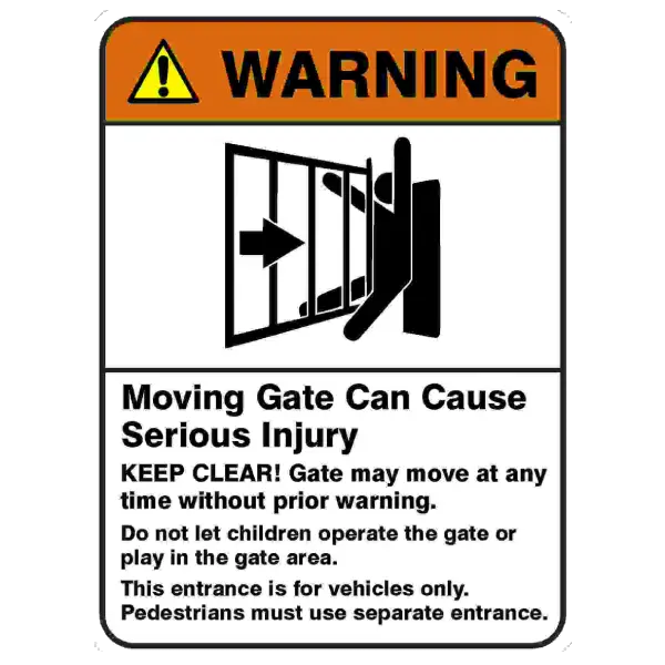 Moving Gate Warning Sign