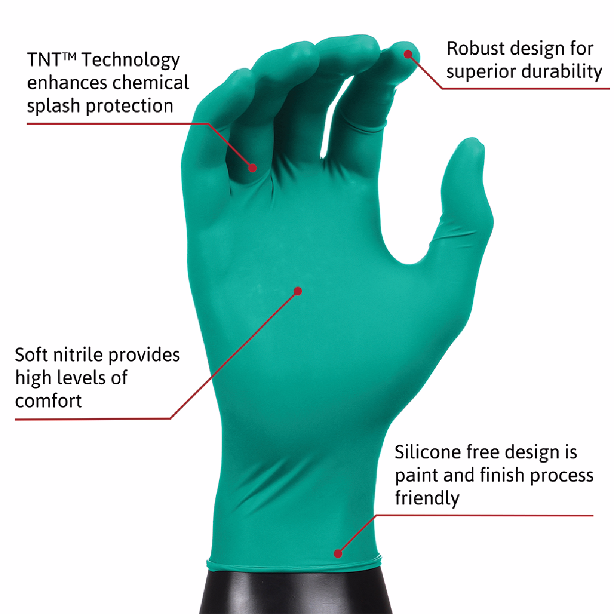 TouchNTuff 92-600 Powder-free Nitrile Disposable Gloves – Chemical Splash Protection
