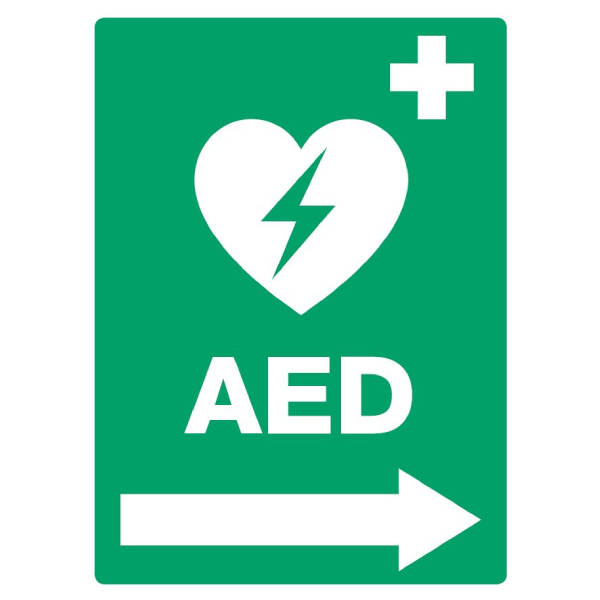 AED Right Arrow Defibrillator Sign