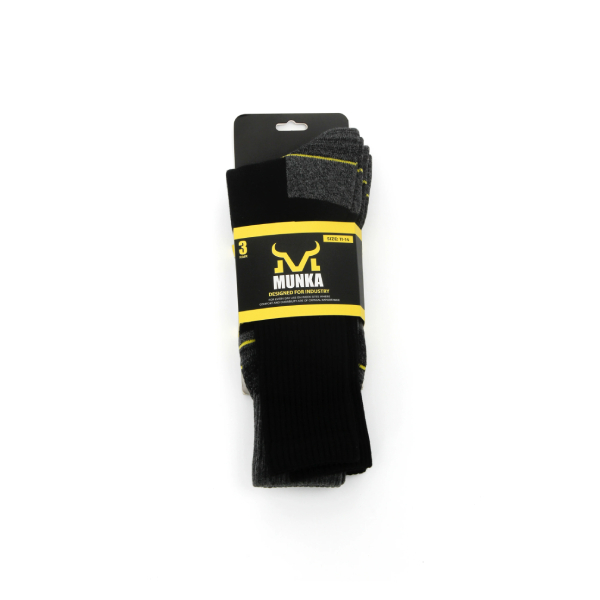 Munka 3 Pk Work Sock - Black/Charcoal/Black