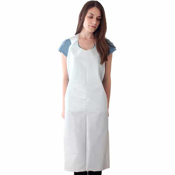 Disposable PE Aprons on Header Card – White