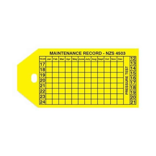 NZS 4503 Maintenance Tags