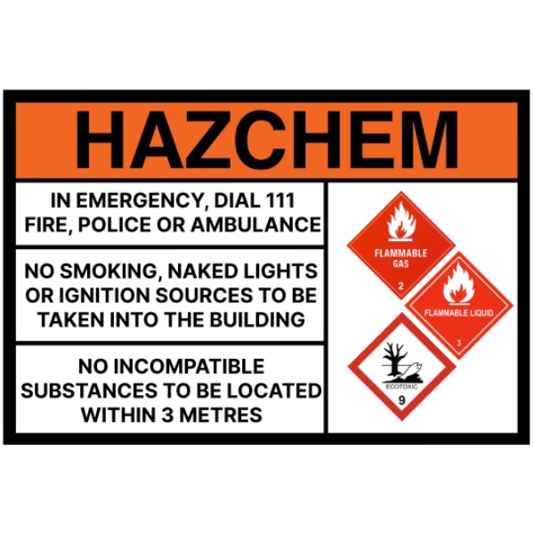 Hazchem Sign-Flammable Gas, Flammable Liquid & Ecotoxic