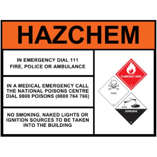 Hazchem Sign-Flammable Liquid, Corrosive & Toxic
