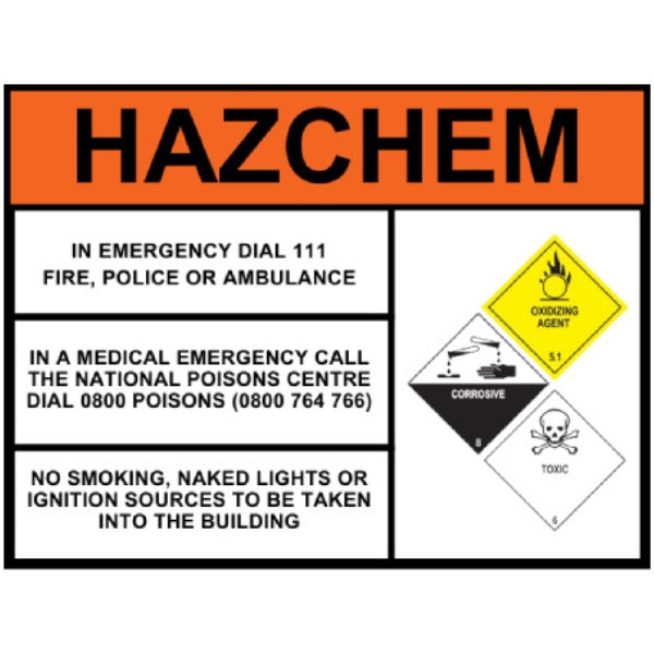 Hazchem Sign-Oxidising Agent, Corrosive & Toxic