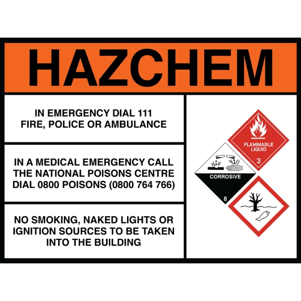 Hazchem Sign - Flammable Liquid, Corrosive, EcoToxic